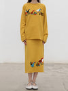 YANYAN KNITS Fall/Winter 2025 Collection: Goose Print T-shirt/Skirt Set (YYK-YYW25-1401-HUANG, Skirt)
